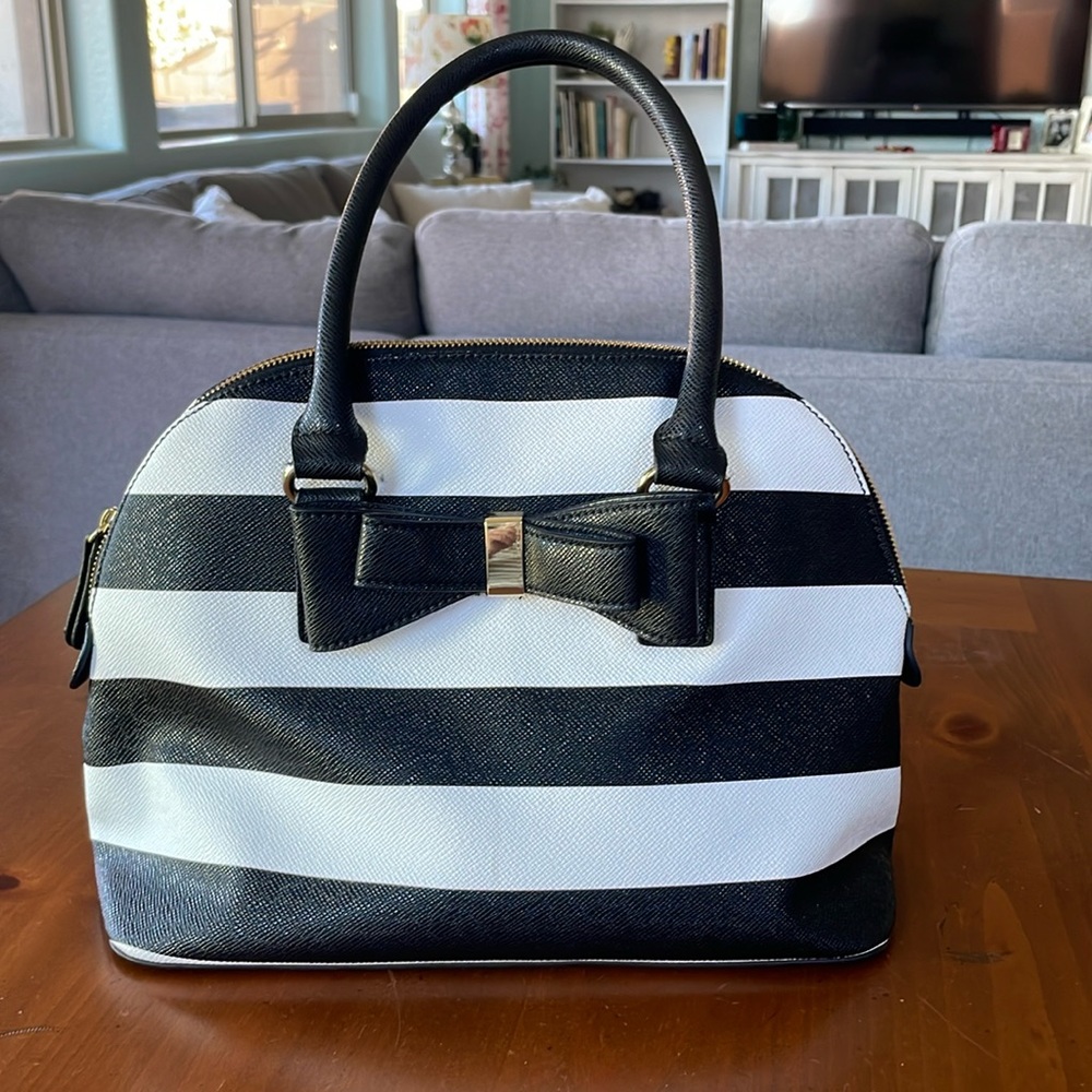 Apt. 9 satchel black and white striped purse